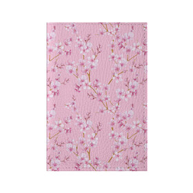 Обложка для паспорта матовая кожа с принтом Цветущая розовая вишня в Екатеринбурге, натуральная матовая кожа | размер 19,3 х 13,7 см; прозрачные пластиковые крепления | Тематика изображения на принте: cherry blossom | sakura | азия | весна | ветки | вишня | для девушки | женский | милый | нежный | природа | розовый | сакура | цветение | цветочный принт | цветущая вишня | цветущие ветки | цветущий миндаль