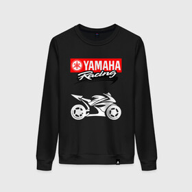 Женский свитшот хлопок с принтом YAMAHA / ЯМАХА / RACING в Екатеринбурге, 100% хлопок | прямой крой, круглый вырез, на манжетах и по низу широкая трикотажная резинка  | Тематика изображения на принте: motorcycle | yamaha | yzf r6. | байк | байкер | мотоспорт | мототехника | мотоцикл | мотоциклист | скутер | ямаха