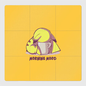 Магнитный плакат 3Х3 с принтом Pikachu morning mood в Екатеринбурге, Полимерный материал с магнитным слоем | 9 деталей размером 9*9 см | morning | pikachu | pokemon | кофе | настроение | пикачу | покемон | утро