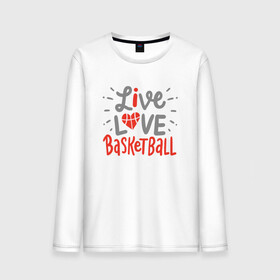 Мужской лонгслив хлопок с принтом Live Love Basketball в Екатеринбурге, 100% хлопок |  | basketball | game | live | love | nba | sport | streetball | баскетбол | баскетболист | игра | игрок | мяч | нба | спорт | стритбол | тренер