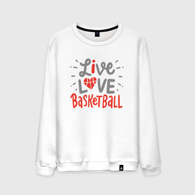 Мужской свитшот хлопок с принтом Live Love Basketball в Екатеринбурге, 100% хлопок |  | basketball | game | live | love | nba | sport | streetball | баскетбол | баскетболист | игра | игрок | мяч | нба | спорт | стритбол | тренер