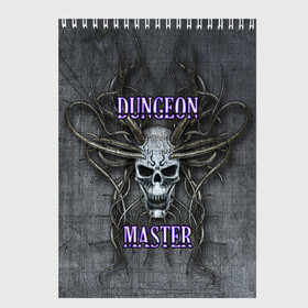Скетчбук с принтом DM Dungeon Master SKULL в Екатеринбурге, 100% бумага
 | 48 листов, плотность листов — 100 г/м2, плотность картонной обложки — 250 г/м2. Листы скреплены сверху удобной пружинной спиралью | dd | dm | dungeon master | dungeons and dragons | skull | днд | мастер подземелий | подземелья и драконы