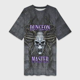 Платье-футболка 3D с принтом DM | Dungeon Master | SKULL в Екатеринбурге,  |  | dd | dm | dungeon master | dungeons and dragons | skull | днд | мастер подземелий | подземелья и драконы