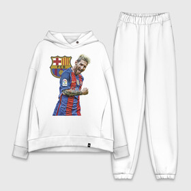 Женский костюм хлопок Oversize с принтом Лионель Месси в Екатеринбурге,  |  | barcelona | football | forward | messi | star | барселона | звезда | месси | нападающий | форвард | футбол