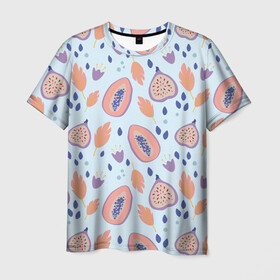 Мужская футболка 3D с принтом Папайя в Екатеринбурге, 100% полиэфир | прямой крой, круглый вырез горловины, длина до линии бедер | papaya | морская | папайя | паттерн | с папаем | фрукт