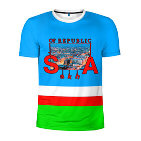 Мужская футболка 3D спортивная с принтом Саха в Екатеринбурге, 100% полиэстер с улучшенными характеристиками | приталенный силуэт, круглая горловина, широкие плечи, сужается к линии бедра | republic | sakha | республика саха | сибирь | якутия