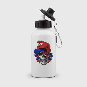 Бутылка спортивная с принтом Red Skull в Екатеринбурге, металл | емкость — 500 мл, в комплекте две пластиковые крышки и карабин для крепления | Тематика изображения на принте: ice cream | иллюстрация | мороженное | стикер | череп