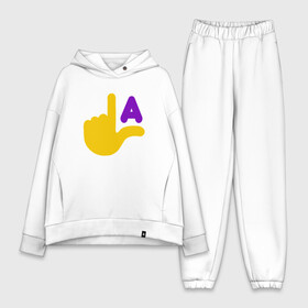 Женский костюм хлопок Oversize с принтом LA Lakers в Екатеринбурге,  |  | basketball | bryant | game | james | kobe | lakers | lebron | los angeles | nba | sport | streetball | баскетбол | баскетболист | брайант | джеймс | игра | игрок | коби | леброн | лейкерс | лос анджелес | мяч | нба | спорт | стритбол