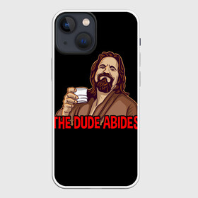 Чехол для iPhone 13 mini с принтом The Dude Abides (Lebowski) в Екатеринбурге,  |  | abide | big | dude | jeff | lebowski | the | большой | лебовски | фильм | чувак