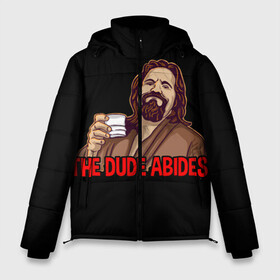 Мужская зимняя куртка 3D с принтом The Dude Abides (Lebowski) в Екатеринбурге, верх — 100% полиэстер; подкладка — 100% полиэстер; утеплитель — 100% полиэстер | длина ниже бедра, свободный силуэт Оверсайз. Есть воротник-стойка, отстегивающийся капюшон и ветрозащитная планка. 

Боковые карманы с листочкой на кнопках и внутренний карман на молнии. | abide | big | dude | jeff | lebowski | the | большой | лебовски | фильм | чувак