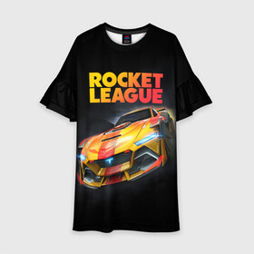 Детское платье 3D с принтом Rocket League Рокет Лига в Екатеринбурге, 100% полиэстер | прямой силуэт, чуть расширенный к низу. Круглая горловина, на рукавах — воланы | auto | avto | car | game | league | race | rocket | гонки | игра | машина | рокет лига | тачка | тачки