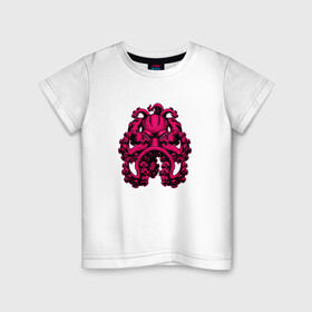 Детская футболка хлопок с принтом Кракен в Екатеринбурге, 100% хлопок | круглый вырез горловины, полуприлегающий силуэт, длина до линии бедер | king | kraken | octopus | корона | кракен | море | морские | морское | осьминог | щупальца