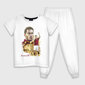 Детская пижама хлопок с принтом Francesco Totti Roma в Екатеринбурге, 100% хлопок |  брюки и футболка прямого кроя, без карманов, на брюках мягкая резинка на поясе и по низу штанин
 | football | legend | lion | roma | totti | италия | лев | легенда | тотти | футбол