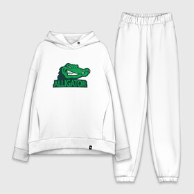 Женский костюм хлопок Oversize с принтом Аллигатор в Екатеринбурге,  |  | alligator | crocodile | reptile | аллигатор | крокодил | крокодильчик