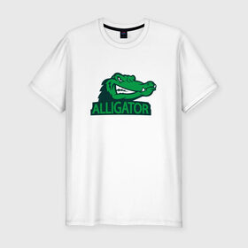 Мужская футболка хлопок Slim с принтом Аллигатор в Екатеринбурге, 92% хлопок, 8% лайкра | приталенный силуэт, круглый вырез ворота, длина до линии бедра, короткий рукав | alligator | crocodile | reptile | аллигатор | крокодил | крокодильчик