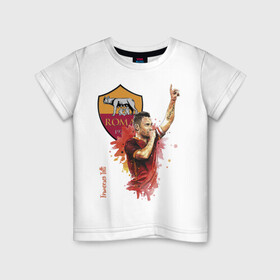 Детская футболка хлопок с принтом Francesco Totti Roma в Екатеринбурге, 100% хлопок | круглый вырез горловины, полуприлегающий силуэт, длина до линии бедер | football | legend | roma | totti | италия | легенда | тотти | футбол