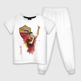 Детская пижама хлопок с принтом Francesco Totti Roma в Екатеринбурге, 100% хлопок |  брюки и футболка прямого кроя, без карманов, на брюках мягкая резинка на поясе и по низу штанин
 | football | legend | roma | totti | италия | легенда | тотти | футбол