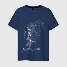 Мужская футболка хлопок с принтом Орел расправил крылья (белый) в Екатеринбурге, 100% хлопок | прямой крой, круглый вырез горловины, длина до линии бедер, слегка спущенное плечо. | гордость | крылья | могущество | орел | птица | тату