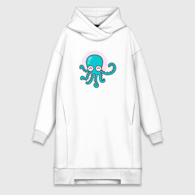 Платье-худи хлопок с принтом Осьминог в Екатеринбурге,  |  | cute | octopus | милый | морское | осьминог | осьминожка | паттерн | тентакли | щупальца