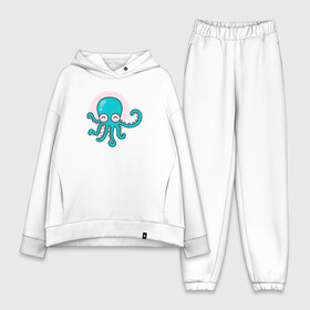 Женский костюм хлопок Oversize с принтом Осьминог в Екатеринбурге,  |  | cute | octopus | милый | морское | осьминог | осьминожка | паттерн | тентакли | щупальца