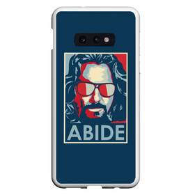 Чехол для Samsung S10E с принтом ABIDE Большой Лебовский в Екатеринбурге, Силикон | Область печати: задняя сторона чехла, без боковых панелей | Тематика изображения на принте: dude | jeff bridges | the big lebowski | большой лебовский | джефф бриджес | поп арт | фильм | чувак