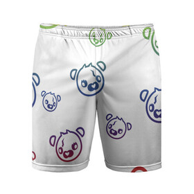 Мужские шорты спортивные с принтом White Colorful Bear в Екатеринбурге,  |  | bear | gamer | games | pubg | иллюстрация | королевская битва
