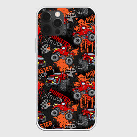 Чехол для iPhone 12 Pro с принтом MONSTER TRUCK RED в Екатеринбурге, силикон | область печати: задняя сторона чехла, без боковых панелей | Тематика изображения на принте: 4x4 | hummer | monster | truck | гонка | гонщик | грузовики | джип | джипы | кольцевые гонки | хаммер