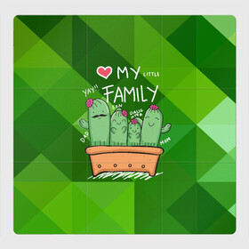 Магнитный плакат 3Х3 с принтом Милая семья кактусов в Екатеринбурге, Полимерный материал с магнитным слоем | 9 деталей размером 9*9 см | cactus | кактус | кактусы | милый | растение | цветок