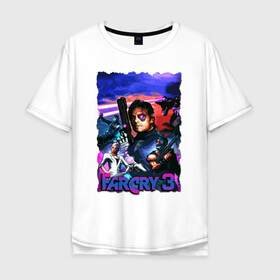 Мужская футболка хлопок Oversize с принтом Far Cry 3: Blood Dragon в Екатеринбурге, 100% хлопок | свободный крой, круглый ворот, “спинка” длиннее передней части | Тематика изображения на принте: bloodragon | farcry | fc 5 | fc5 | фар край