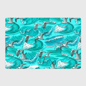 Магнитный плакат 3Х2 с принтом Чайки в море в Екатеринбурге, Полимерный материал с магнитным слоем | 6 деталей размером 9*9 см | волны | море | морские | птицы | чайка | чайки