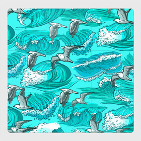 Магнитный плакат 3Х3 с принтом Чайки в море в Екатеринбурге, Полимерный материал с магнитным слоем | 9 деталей размером 9*9 см | волны | море | морские | птицы | чайка | чайки