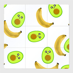 Магнитный плакат 3Х3 с принтом Банан и Авокадо в Екатеринбурге, Полимерный материал с магнитным слоем | 9 деталей размером 9*9 см | Тематика изображения на принте: авокадо | банан | витамины | вкусный | глаза | деликатес | десерт | диета | еда | жёлтый | кожура | косточка | лицо | меню | модный | мякоть | плод | прикол | рот | сладкий | смешной | смузи | сочный