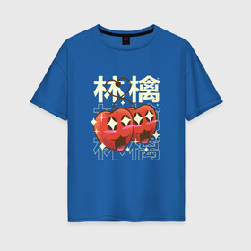 Женская футболка хлопок Oversize с принтом Японские кавайные яблоки в Екатеринбурге, 100% хлопок | свободный крой, круглый ворот, спущенный рукав, длина до линии бедер
 | anime | apple | apples | art | cute | fruit | fruits | japan | japanese | kanji | kawaii | love | manga | алфавит | аниме | арт | в японском стиле | кандзи | красные яблоки | любовь | манга | милота | сердечко | сердце | фрукты | яблоко