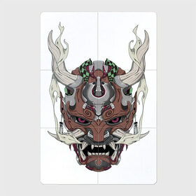 Магнитный плакат 2Х3 с принтом Маска-демон Танджиро Камадо в Екатеринбурге, Полимерный материал с магнитным слоем | 6 деталей размером 9*9 см | арт | демон | клинок рассекающий демонов | лицо демона | маска | маска демона | рисунок | танджиро камадо