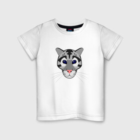 Детская футболка хлопок с принтом Дымчатый леопард в Екатеринбурге, 100% хлопок | круглый вырез горловины, полуприлегающий силуэт, длина до линии бедер | Тематика изображения на принте: животное | зверь | кот | кошка | леопард