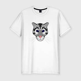 Мужская футболка хлопок Slim с принтом Дымчатый леопард в Екатеринбурге, 92% хлопок, 8% лайкра | приталенный силуэт, круглый вырез ворота, длина до линии бедра, короткий рукав | Тематика изображения на принте: животное | зверь | кот | кошка | леопард