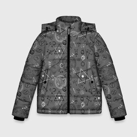 Зимняя куртка для мальчиков 3D с принтом Пентаграммы в Екатеринбурге, ткань верха — 100% полиэстер; подклад — 100% полиэстер, утеплитель — 100% полиэстер | длина ниже бедра, удлиненная спинка, воротник стойка и отстегивающийся капюшон. Есть боковые карманы с листочкой на кнопках, утяжки по низу изделия и внутренний карман на молнии. 

Предусмотрены светоотражающий принт на спинке, радужный светоотражающий элемент на пуллере молнии и на резинке для утяжки | кельтский | магия | мистика | оберег | пентаграммы | руны | символы | славянские | узоры