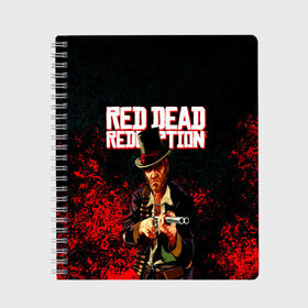 Тетрадь с принтом Red Dead Redemption Bandit в Екатеринбурге, 100% бумага | 48 листов, плотность листов — 60 г/м2, плотность картонной обложки — 250 г/м2. Листы скреплены сбоку удобной пружинной спиралью. Уголки страниц и обложки скругленные. Цвет линий — светло-серый
 | Тематика изображения на принте: game | red dead | red dead redemption 2 | redemption 2 | rockstar games | бандиты | дикий запад | игры | ковбои | оружие