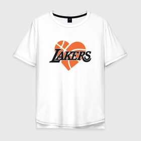 Мужская футболка хлопок Oversize с принтом Love Lakers в Екатеринбурге, 100% хлопок | свободный крой, круглый ворот, “спинка” длиннее передней части | basketball | bryant | game | james | kobe | lakers | lebron | los angeles | nba | sport | streetball | баскетбол | баскетболист | брайант | джеймс | игра | игрок | коби | леброн | лейкерс | лос анджелес | мяч | нба | спорт | стритбол