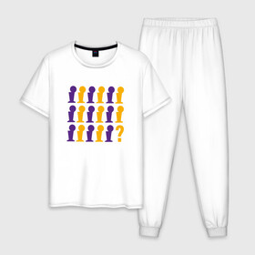 Мужская пижама хлопок с принтом Champions - Lakers в Екатеринбурге, 100% хлопок | брюки и футболка прямого кроя, без карманов, на брюках мягкая резинка на поясе и по низу штанин
 | basketball | bryant | game | james | kobe | lakers | lebron | los angeles | nba | sport | streetball | баскетбол | баскетболист | брайант | джеймс | игра | игрок | коби | леброн | лейкерс | лос анджелес | мяч | нба | спорт | стритбол