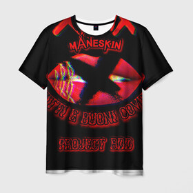 Мужская футболка 3D с принтом maneskin eurovision 2021 в Екатеринбурге, 100% полиэфир | прямой крой, круглый вырез горловины, длина до линии бедер | eurovision 2021 | hardrock | maneskin | metal | rock | евровиденье 2021 | метал | рок | хардрок
