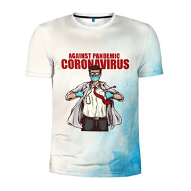 Мужская футболка 3D спортивная с принтом Coronavirus в Екатеринбурге, 100% полиэстер с улучшенными характеристиками | приталенный силуэт, круглая горловина, широкие плечи, сужается к линии бедра | corona | covid | doc | doctor | virus | арт | вирус | врач | графика | доктор | ковид | коронавирус