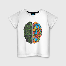 Детская футболка хлопок с принтом Geek Brain в Екатеринбурге, 100% хлопок | круглый вырез горловины, полуприлегающий силуэт, длина до линии бедер | art | geek | иллюстрация | мозг | узоры