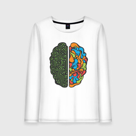 Женский лонгслив хлопок с принтом Geek Brain в Екатеринбурге, 100% хлопок |  | art | geek | иллюстрация | мозг | узоры