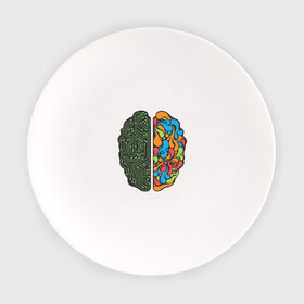 Тарелка с принтом Geek Brain в Екатеринбурге, фарфор | диаметр - 210 мм
диаметр для нанесения принта - 120 мм | art | geek | иллюстрация | мозг | узоры