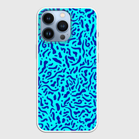 Чехол для iPhone 13 Pro с принтом Неоновые синие узоры в Екатеринбурге,  |  | abstract | blue | neon | sea | абстракционизм | абстракция | африканские | вода | волны | голубые узоры | камуфляж | лагуна | линии | мелкий узор | мемфис | море | морское | неоновый | орнамент | пятна | пятнистый