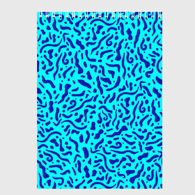Скетчбук с принтом Неоновые синие узоры в Екатеринбурге, 100% бумага
 | 48 листов, плотность листов — 100 г/м2, плотность картонной обложки — 250 г/м2. Листы скреплены сверху удобной пружинной спиралью | Тематика изображения на принте: abstract | blue | neon | sea | абстракционизм | абстракция | африканские | вода | волны | голубые узоры | камуфляж | лагуна | линии | мелкий узор | мемфис | море | морское | неоновый | орнамент | пятна | пятнистый