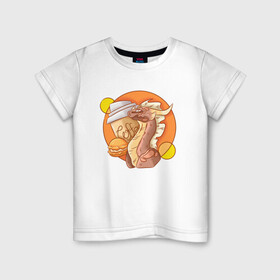 Детская футболка хлопок с принтом Кофейный дракон в Екатеринбурге, 100% хлопок | круглый вырез горловины, полуприлегающий силуэт, длина до линии бедер | дракон | дракон с кофе | коричневый | кофе | оранжевый