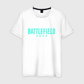 Мужская футболка хлопок с принтом Battlefield 2042 в Екатеринбурге, 100% хлопок | прямой крой, круглый вырез горловины, длина до линии бедер, слегка спущенное плечо. | Тематика изображения на принте: dice | ea games | батла | логотип | стрелялка | шутер