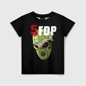 Детская футболка 3D с принтом FFDP (череп в каске и маске) в Екатеринбурге, 100% гипоаллергенный полиэфир | прямой крой, круглый вырез горловины, длина до линии бедер, чуть спущенное плечо, ткань немного тянется | 5fdp | ffdp | five finger death punch | skull | маска | череп